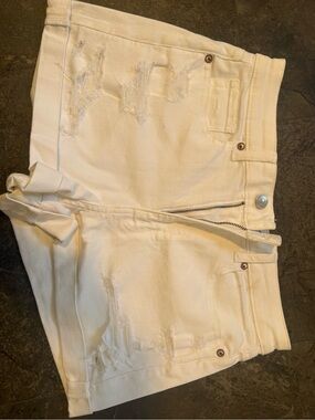 American Eagle Outfitters White Distressed Denim Shorts